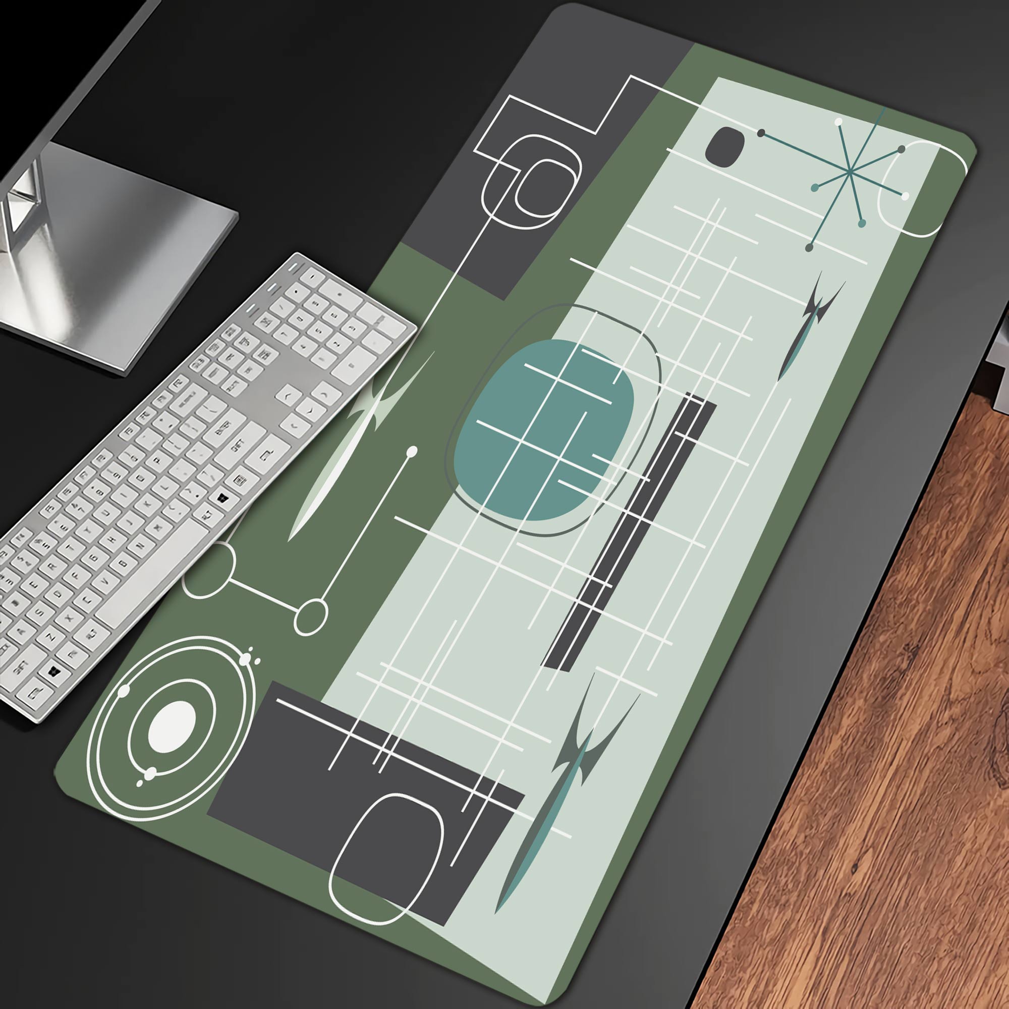 Mid Century Modern Style Shapes Desk Pad(4 Patterns)