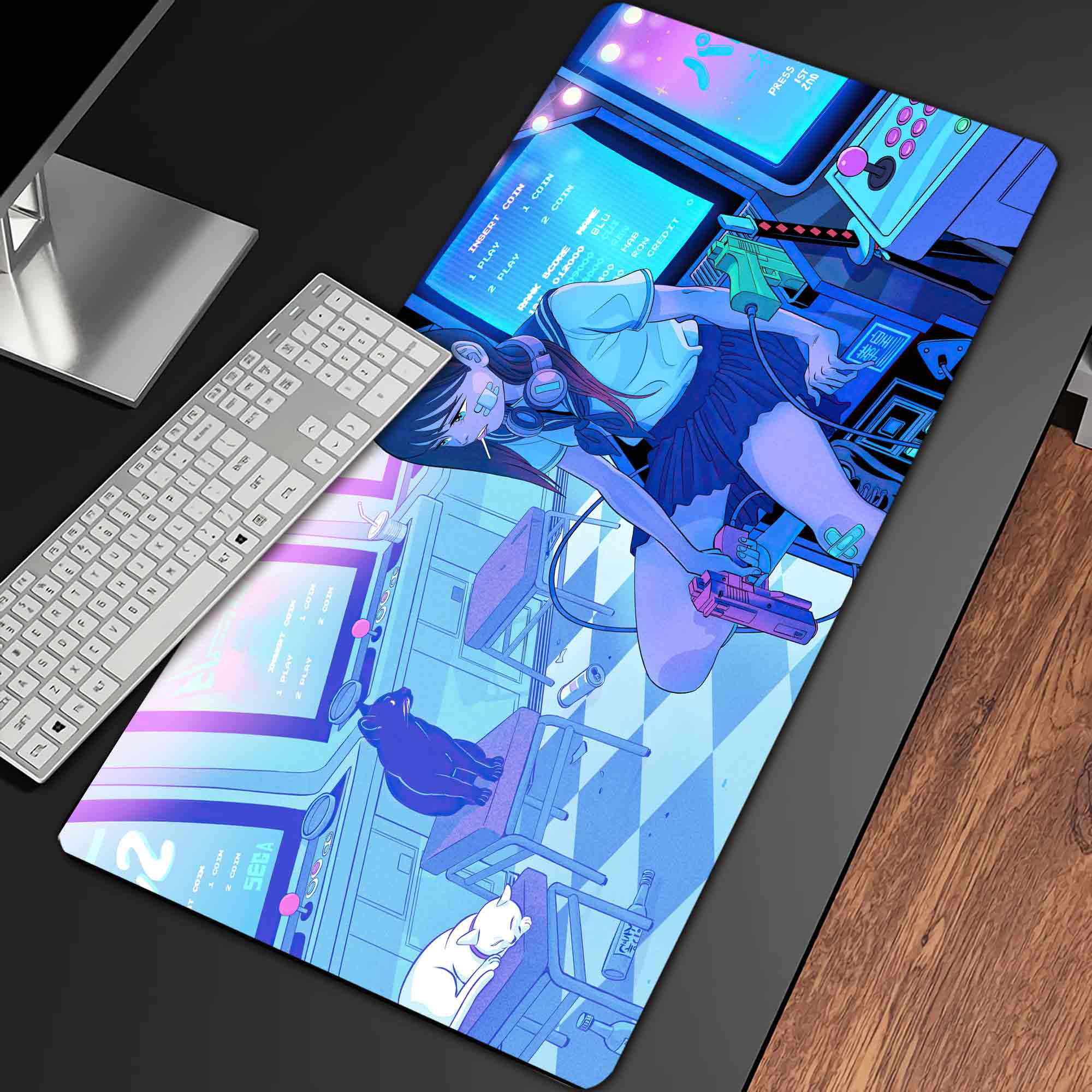 Anime Cyberpunk  Girl Gaming Desk Pad