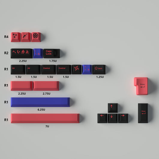 130 pcs Japanese Ninja Keycap Set, Cherry Profile