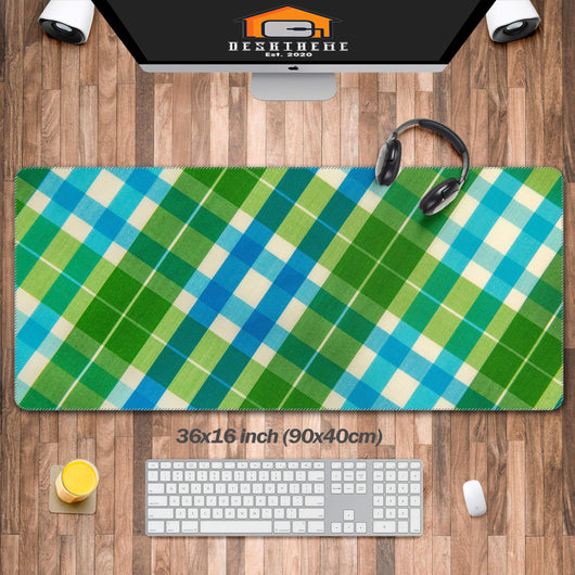 Green Plaid Mouse Pad Large