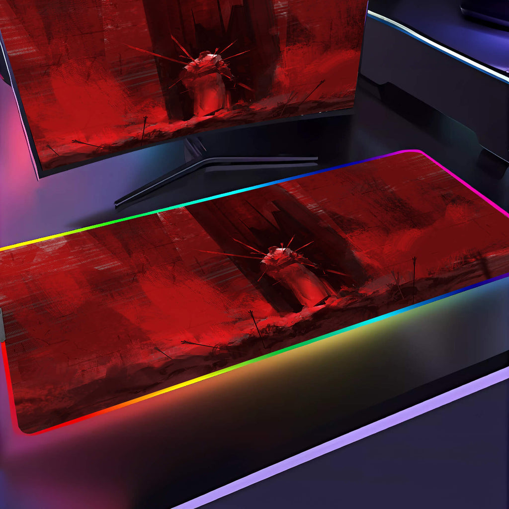 Red Samurai Gaming Mouse Pad XXL,RGB Led Light Gaming Desk Mat,Gamer ...