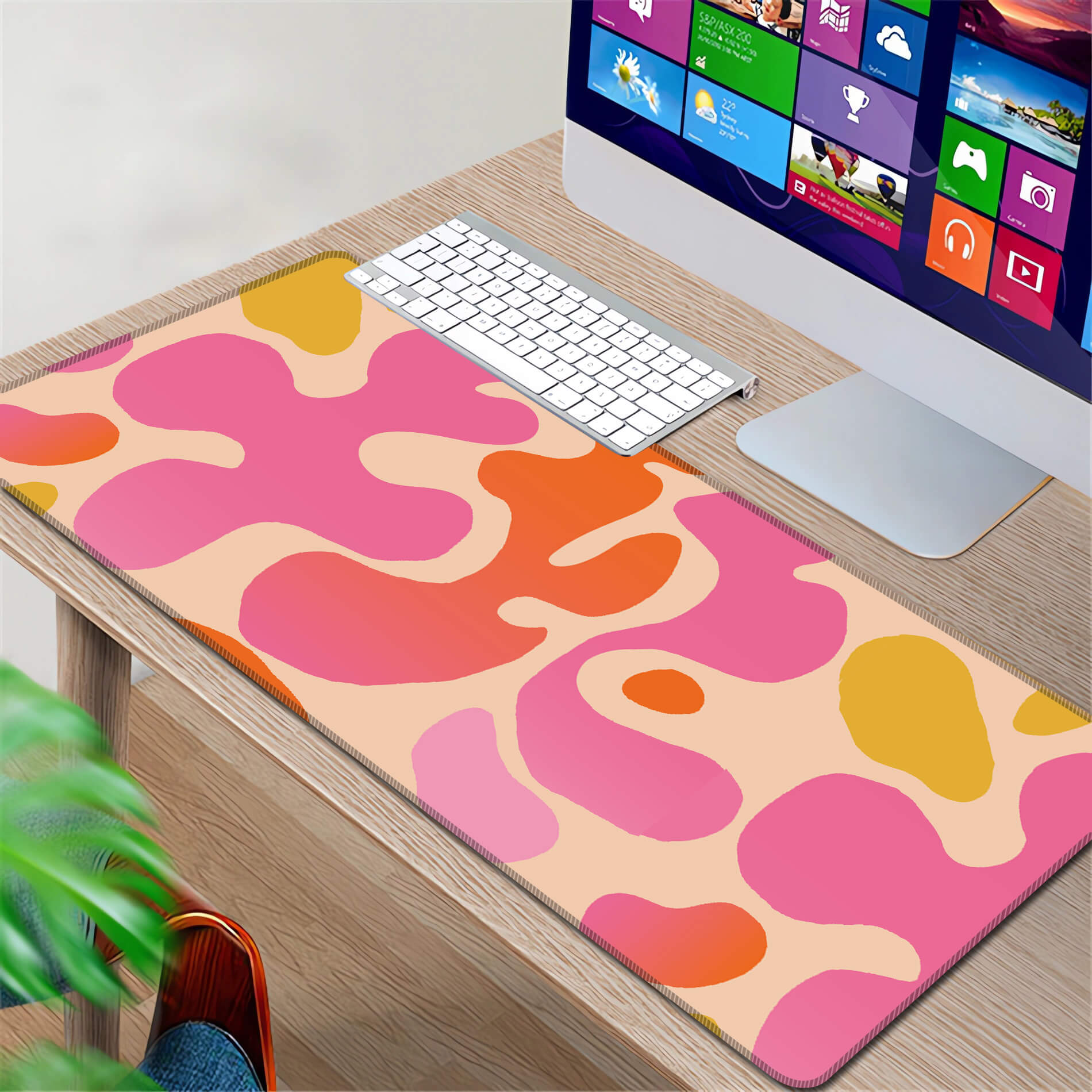 Pink Modern Abstract Pattern Desk Mat,, Desk Pad, Abstract Table Mat ...