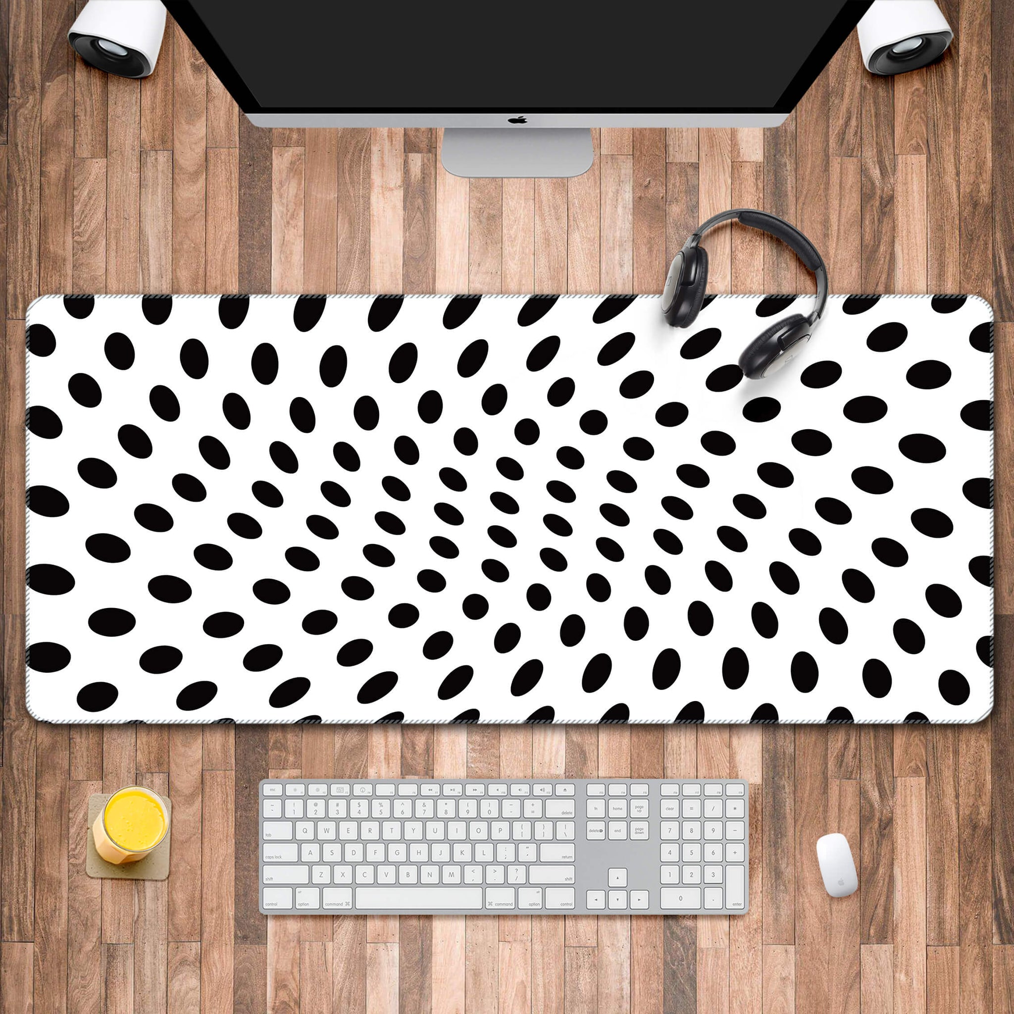 Black Dots Modern Abstract Pattern Desk Mat