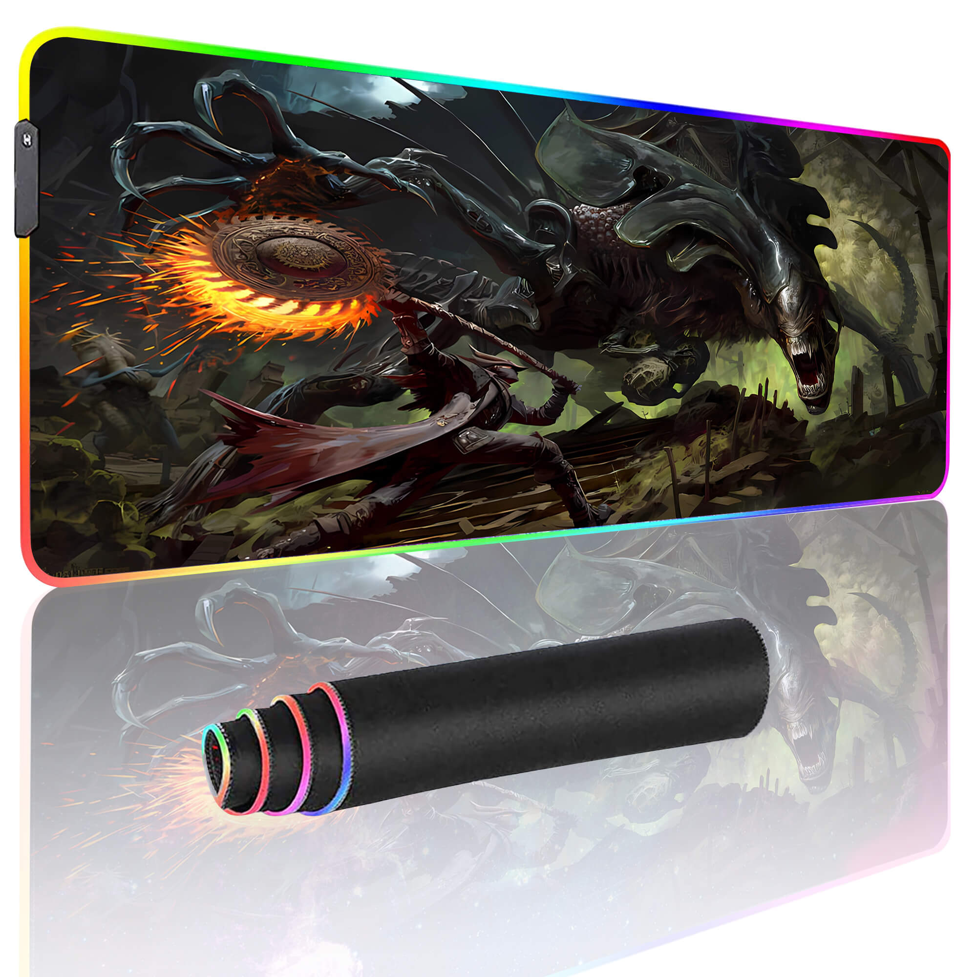 Darksouls Alien vs Bloodborne Gaming Desk Pad