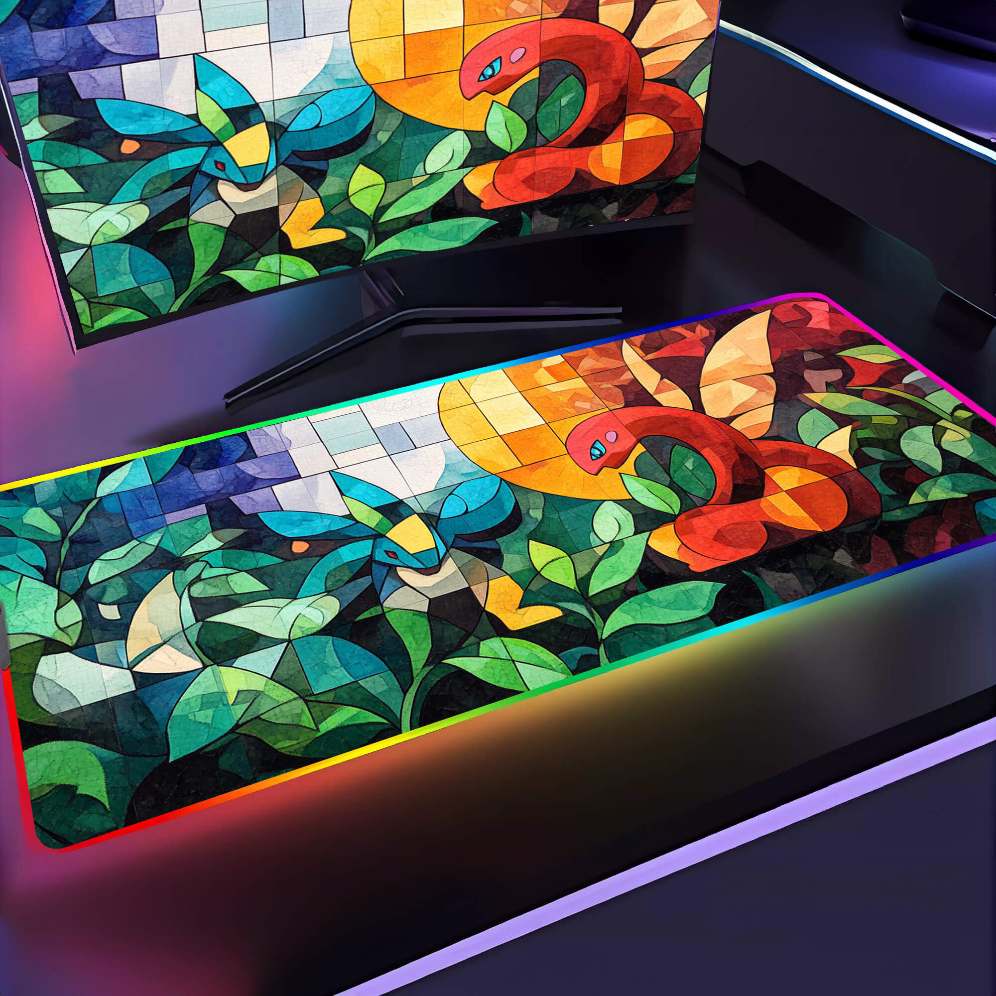 Pokemon In Picasso's Painting Gaming Mouse Pad Extended