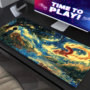 Pokemon In Van Gogh's Style Gaming Mouse Pad Extended