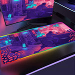 Load image into Gallery viewer, Purple Cyberpunk Bar Gaming Mouse Pad Extended
