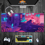 Load image into Gallery viewer, Purple Cyberpunk Bar Gaming Mouse Pad Extended
