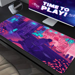 Load image into Gallery viewer, Purple Cyberpunk Bar Gaming Mouse Pad Extended
