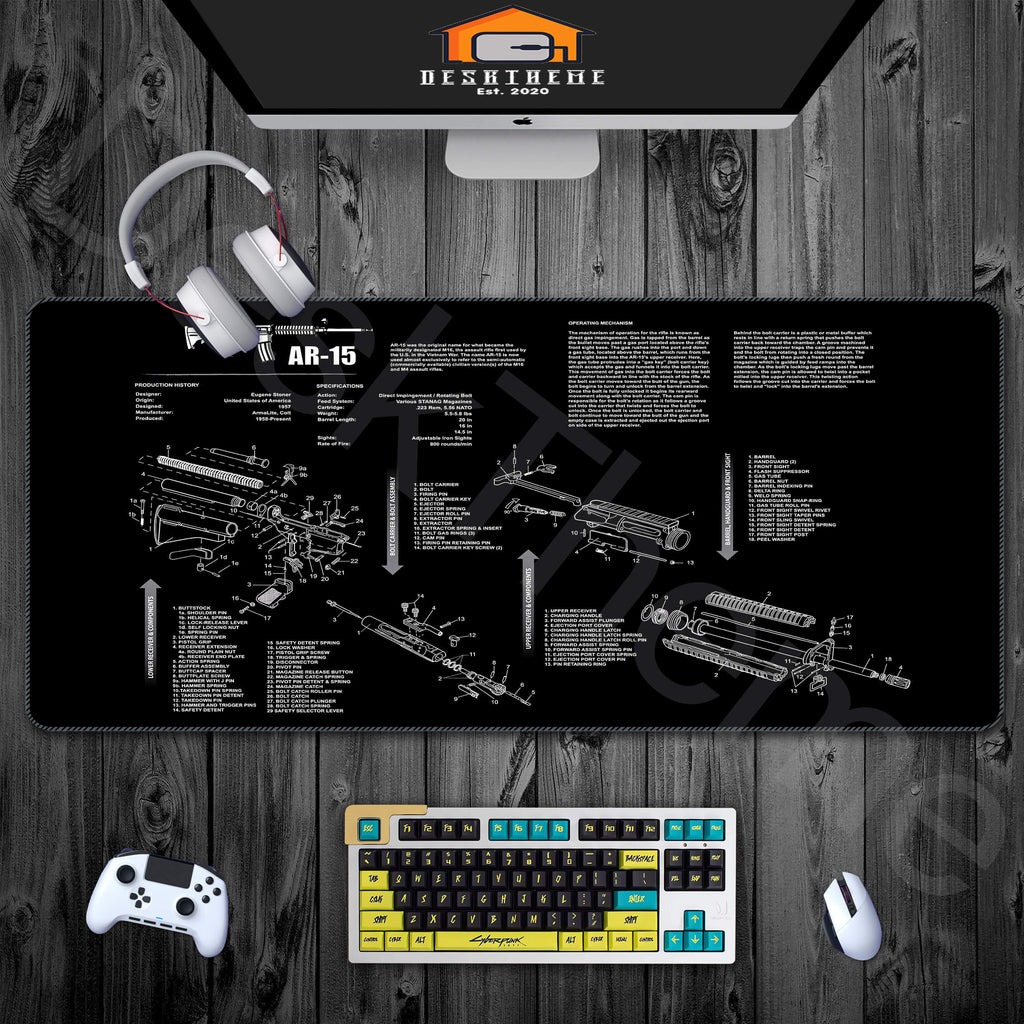 AR-15 Gun Desk Pad,Led Light Gaming Desk Mat,Gamer Mouse Pad Mat,Mouse ...