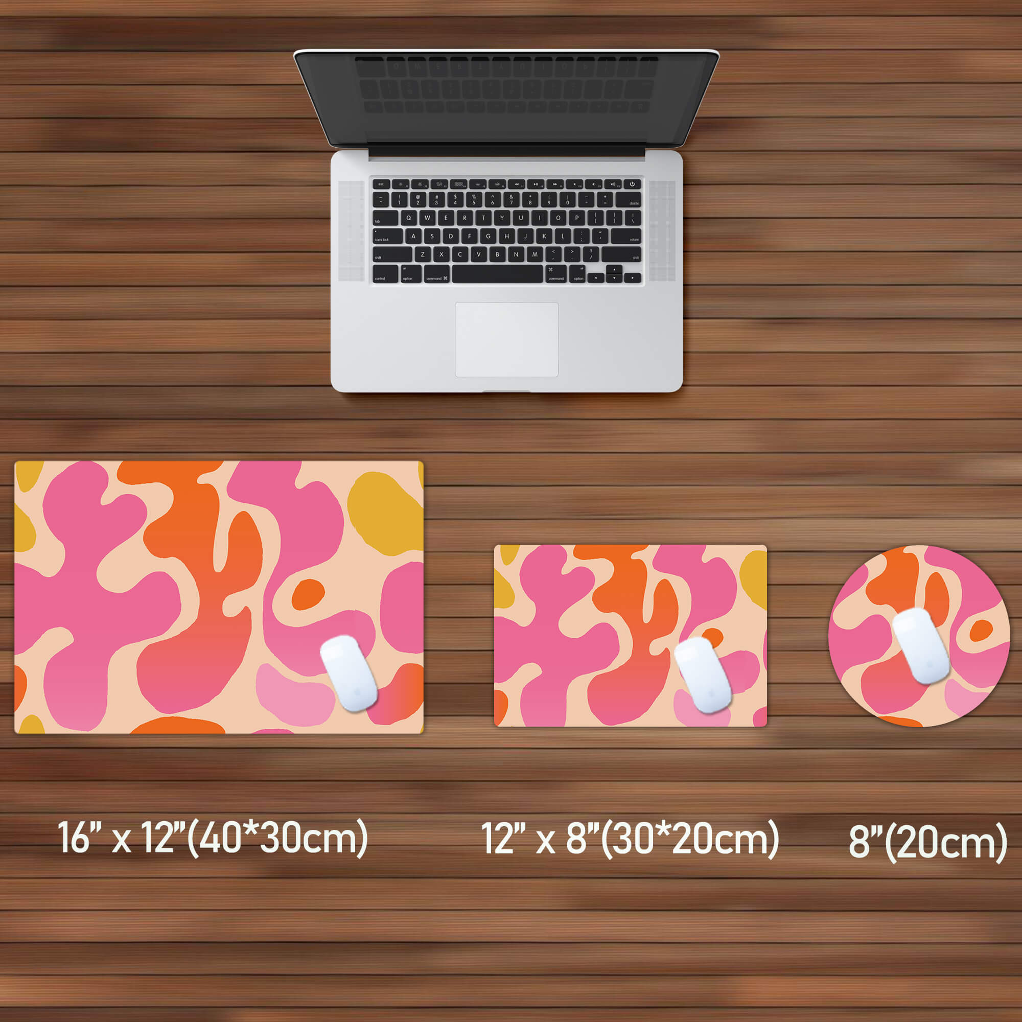 Pink Modern Abstract Pattern Desk Mat
