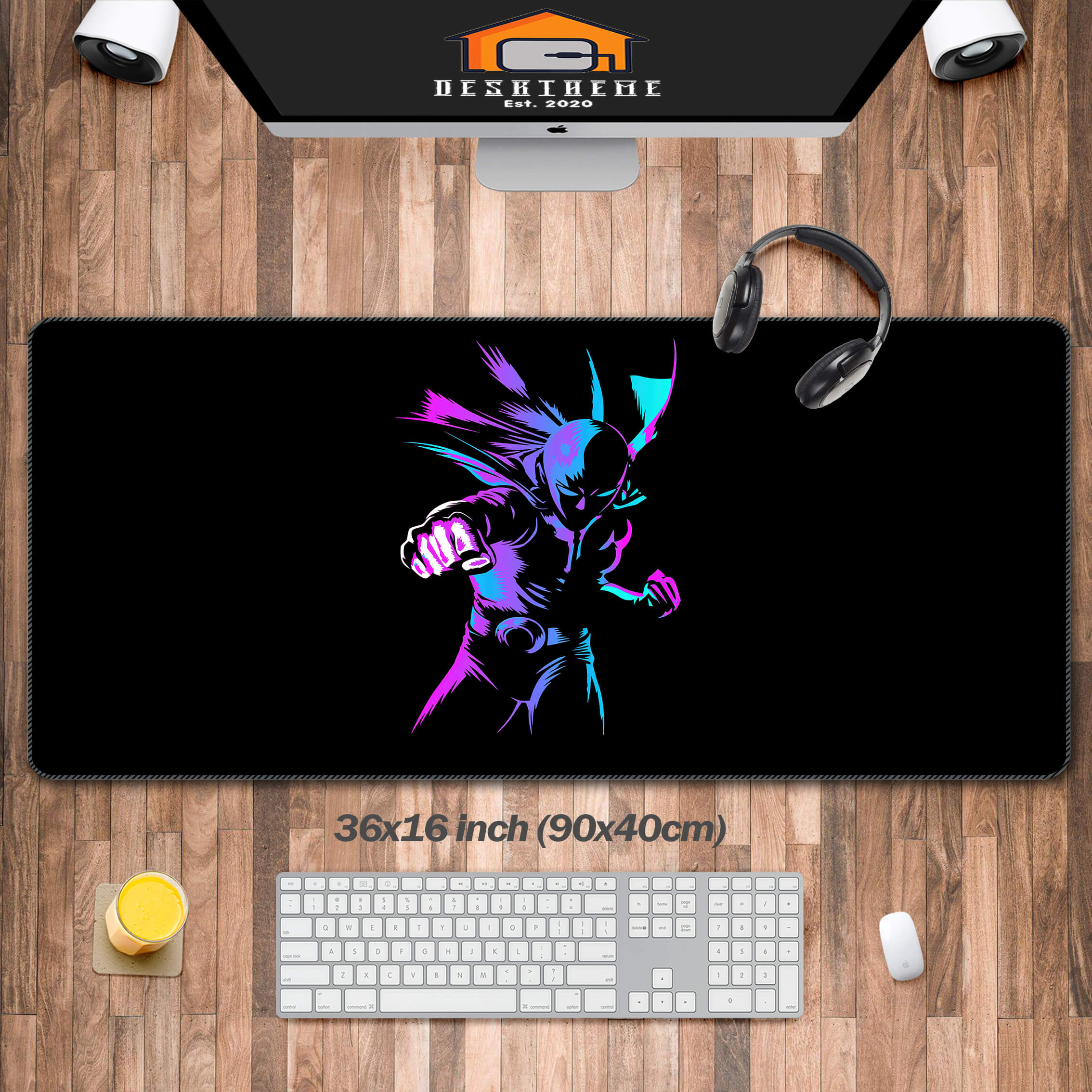 Saitama One Punch Man Neon Mouse Pad