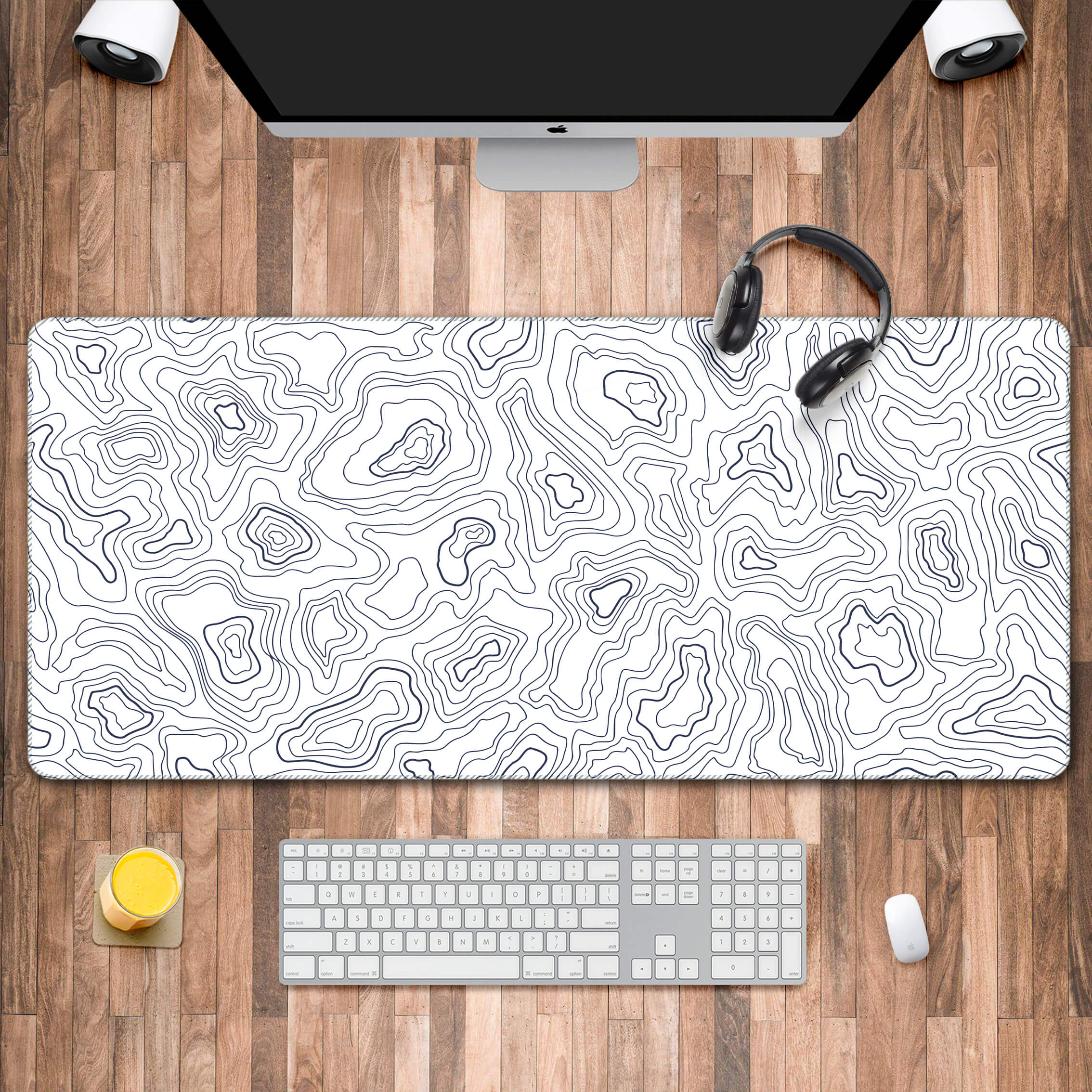 Desktop Mat Map Minimalist Topographic Map Desk Mat, Desk Pad, Abstract Table Mat Pad ...