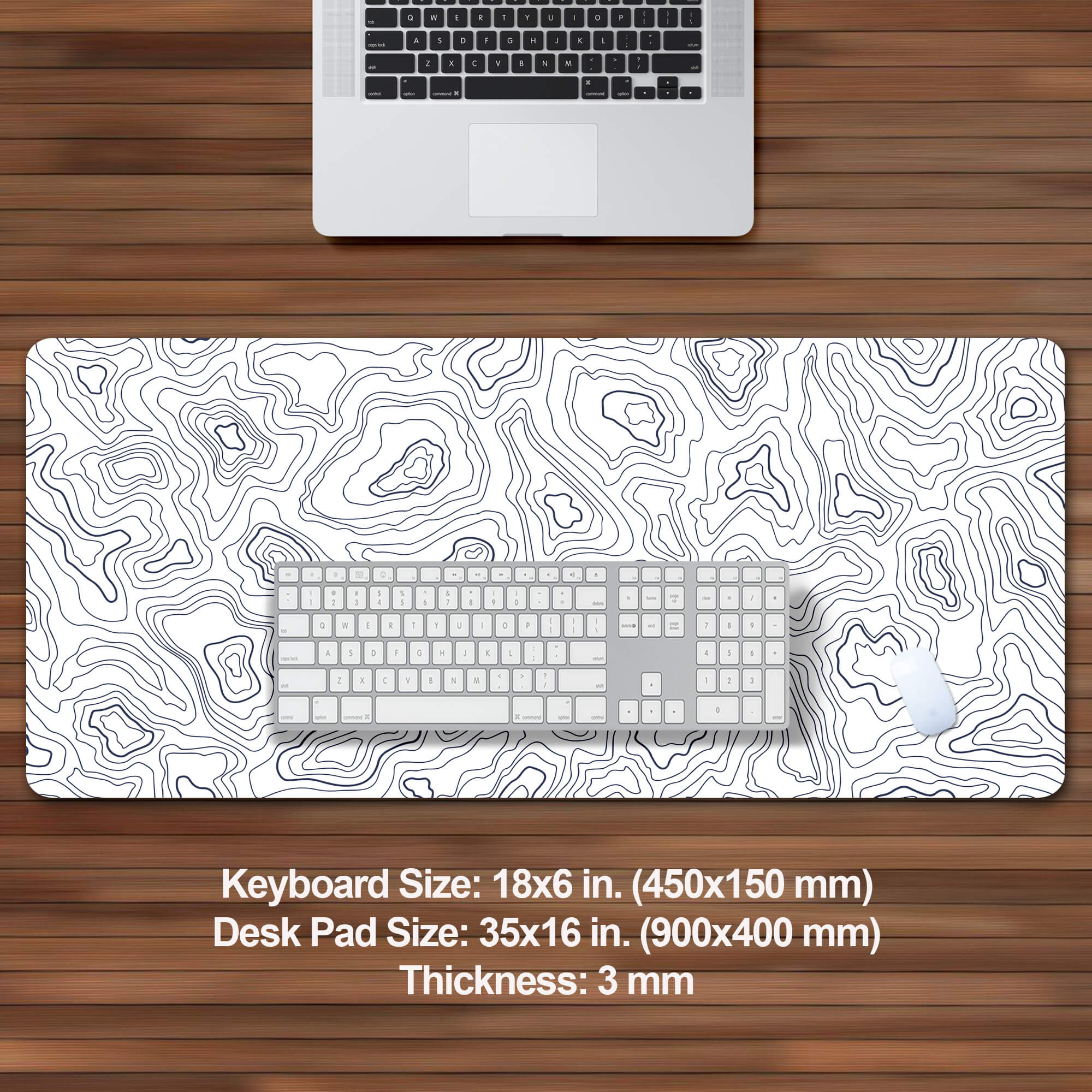Desktop Mat Map Minimalist Topographic Map Desk Mat, Desk Pad, Abstract Table Mat Pad ...