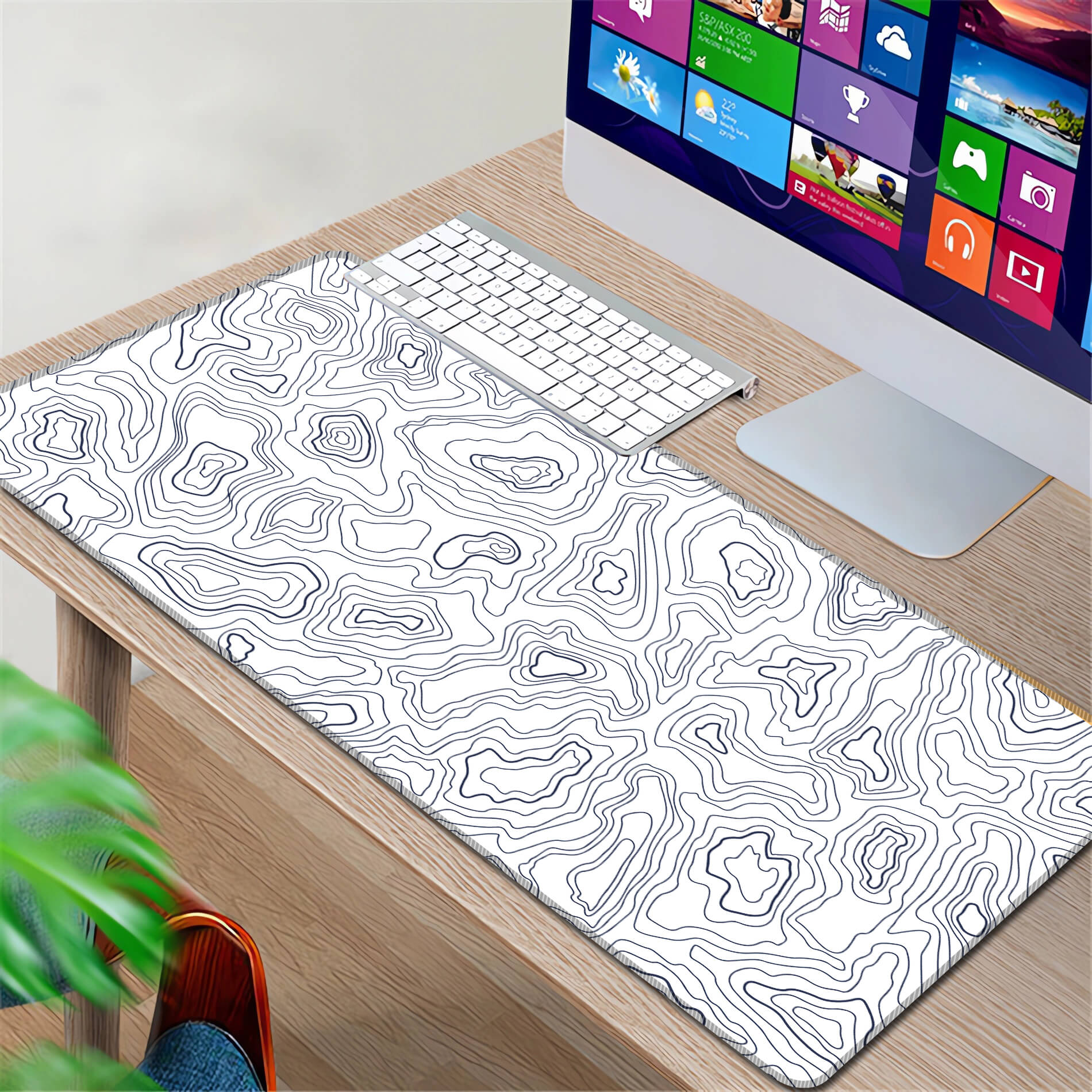 Desktop Mat Map Minimalist Topographic Map Desk Mat, Desk Pad, Abstract Table Mat Pad ...