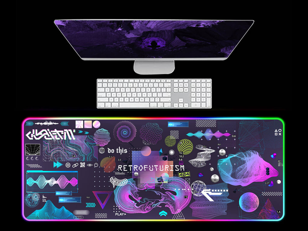 Abstract Neon Figure RGB Gaming Mouse Pad(3 Design) | DeskTheme