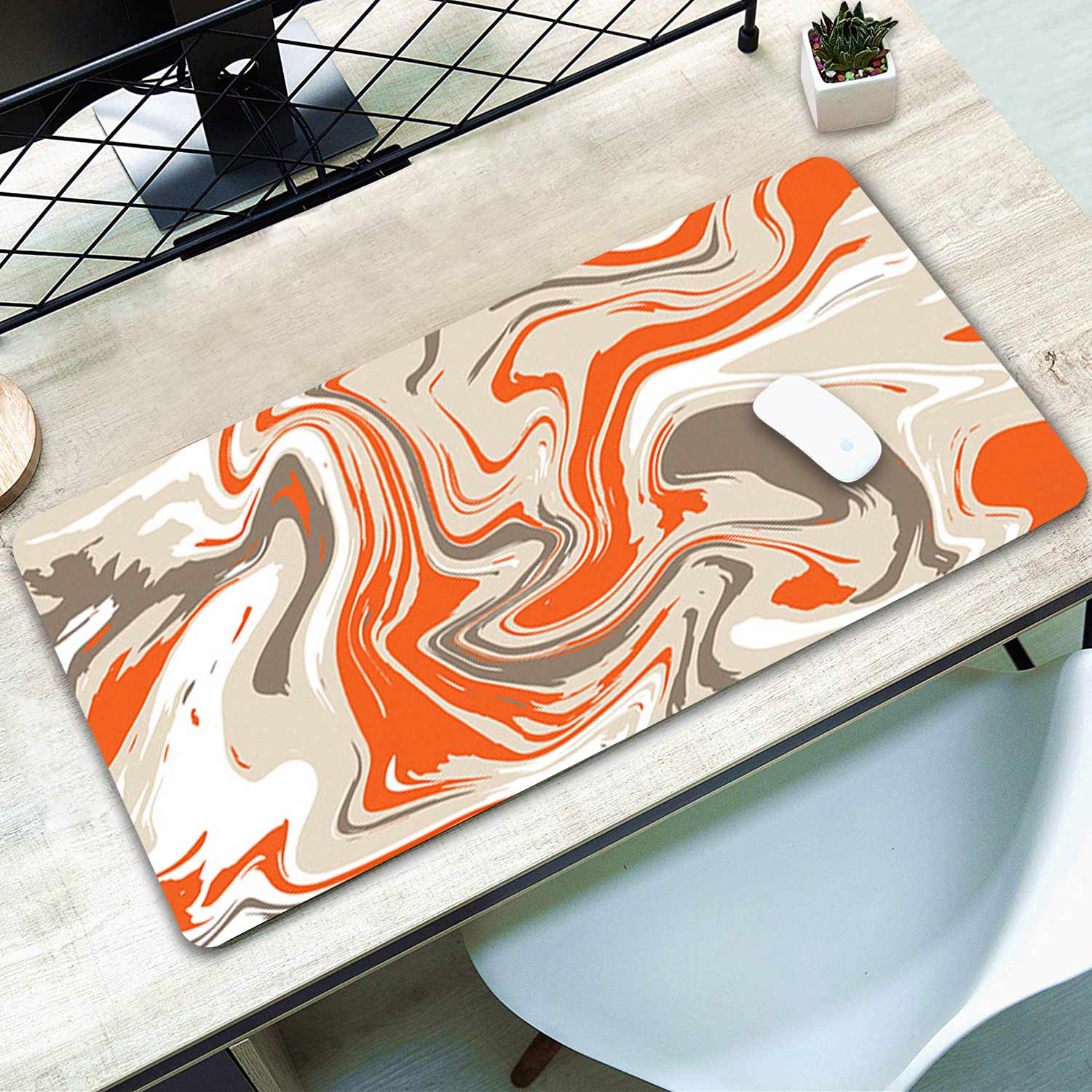 Abstract Orange Pattern Mouse Pad Long