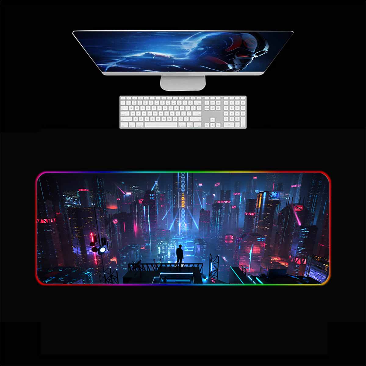 Neon City Night RGB Gaming Mouse Pad