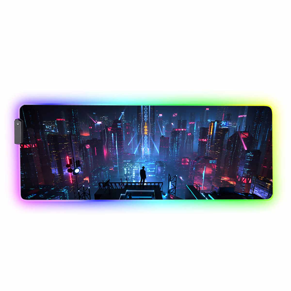 Neon City Night RGB Gaming Mouse Pad