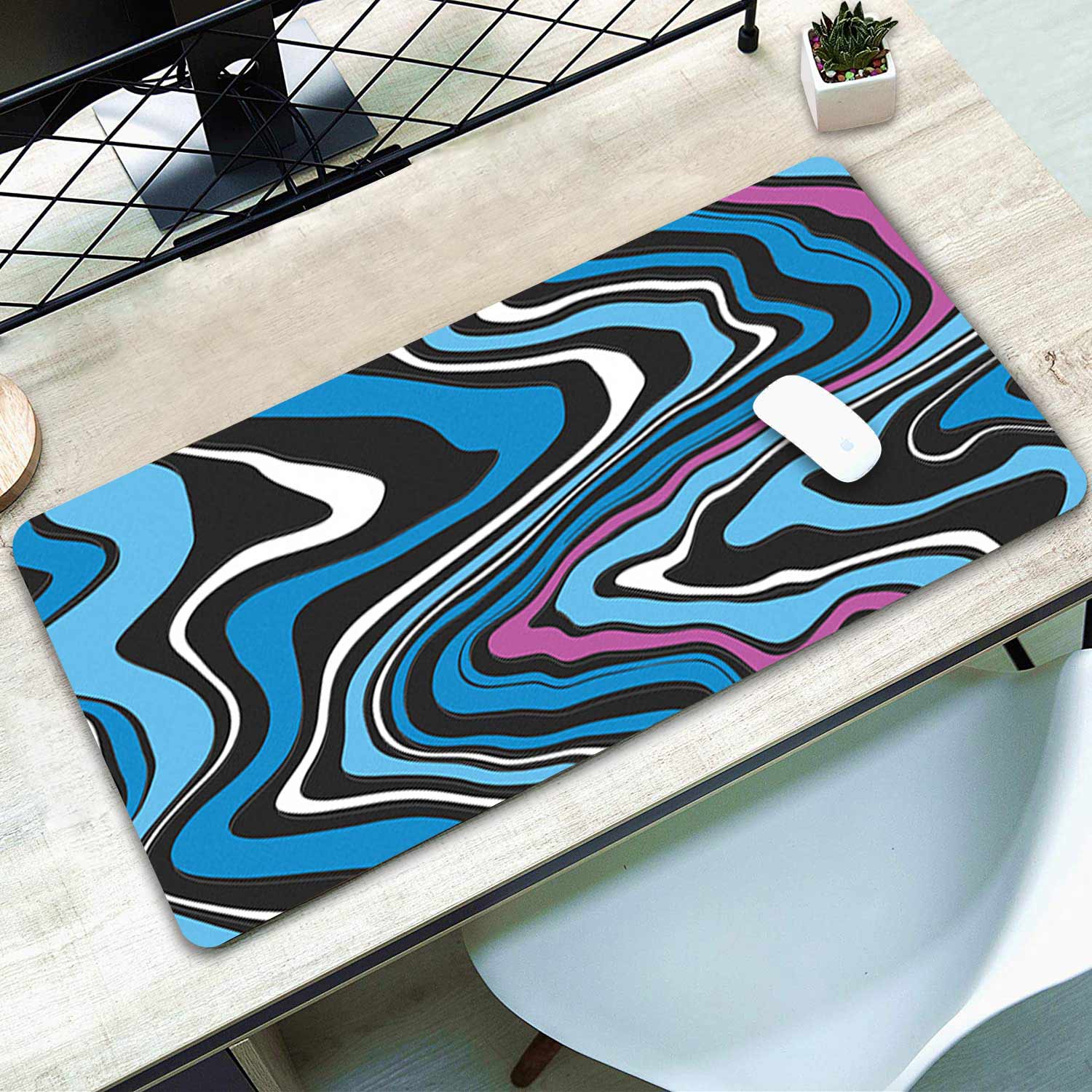 Abstract Blue Pattern Mouse Pad Long