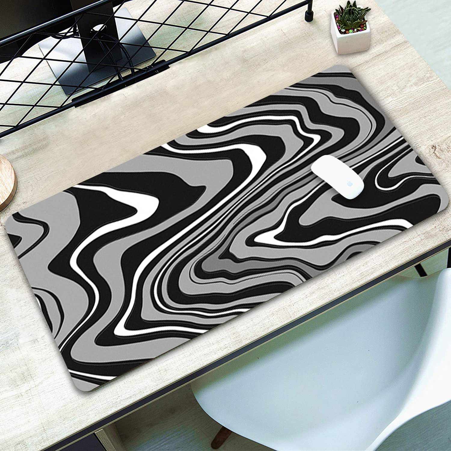 Abstract Gray Pattern Mouse Pad Long