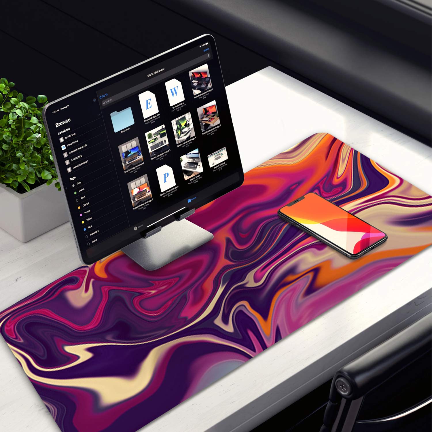 Abstract Purple Pattern Mouse Pad Long