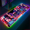 Neon Japanese City Gaming Desk Pad Long