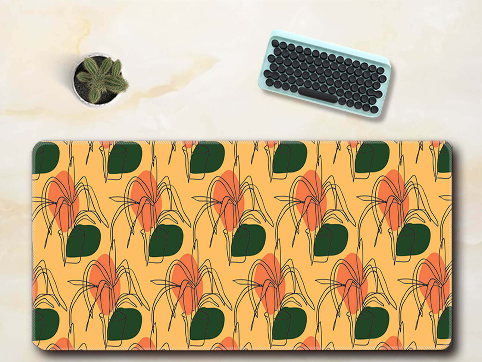 Yellow Flowers Pattern Desk Mat,Office Desk Mat,Mouse Pad Mat,Desktop ...
