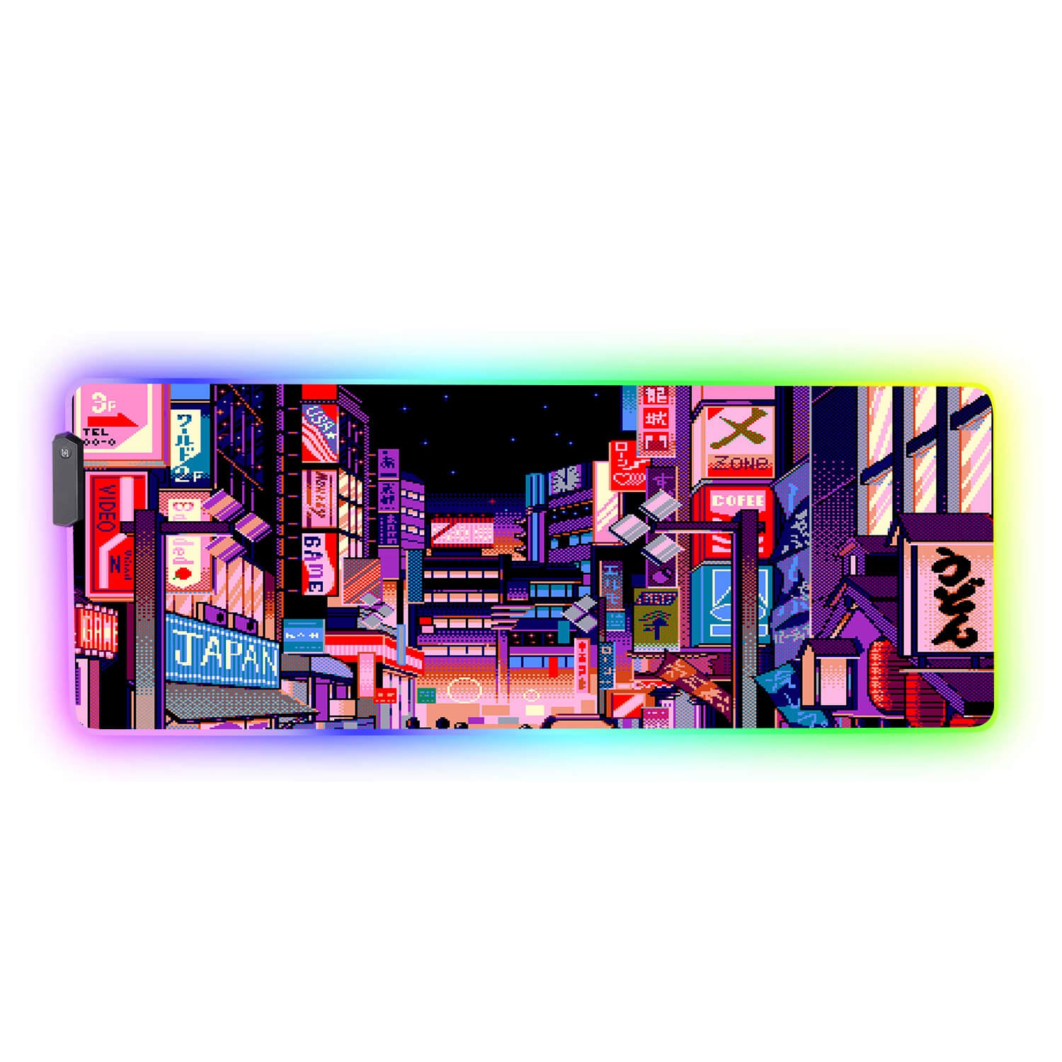 Vaporwave Gaming Desk Mat Cyberpunk City Mousepad Xxl, Neon Ninja