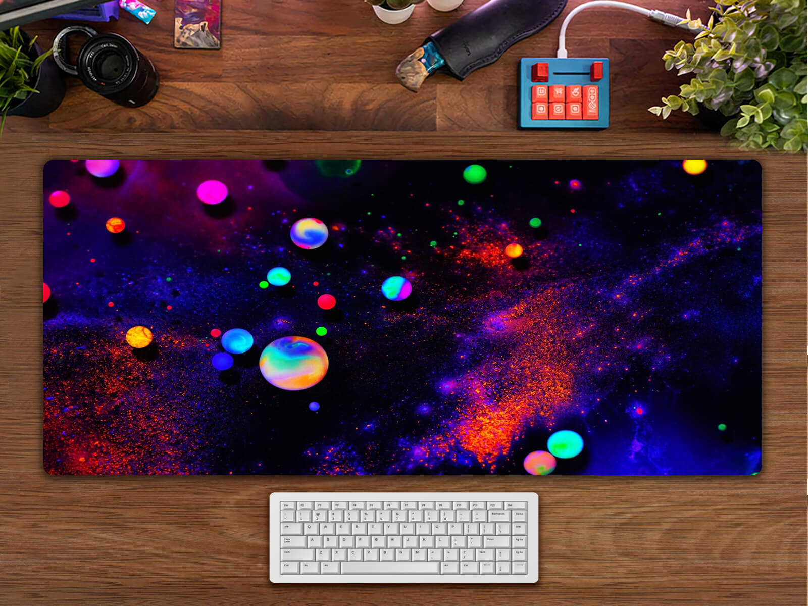 Neon Universe Desk Pad