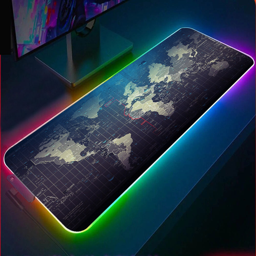 World Map RGB Gaming Mouse Pad