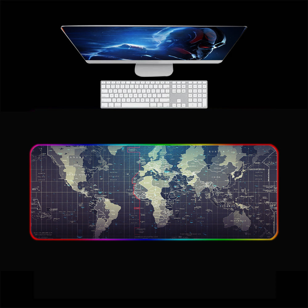 World Map RGB Gaming Mouse Pad