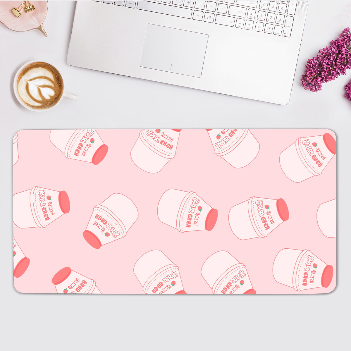 Pink Yogurt Pattern Desk Pad