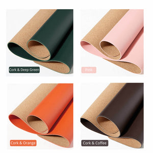 Leather & Cork Double Side Desk Mat (9 colors)