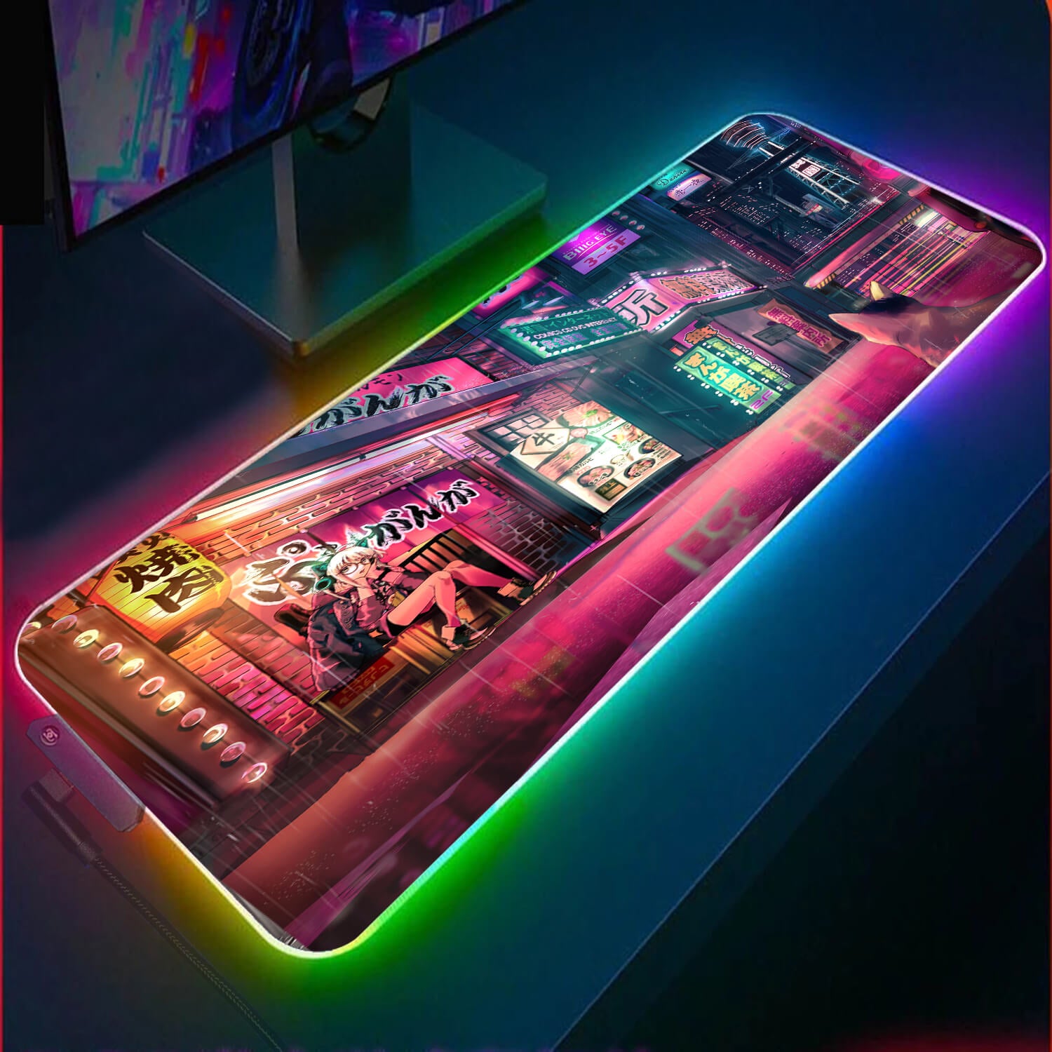 Neon Oscar City  RGB Gaming Mouse Pad