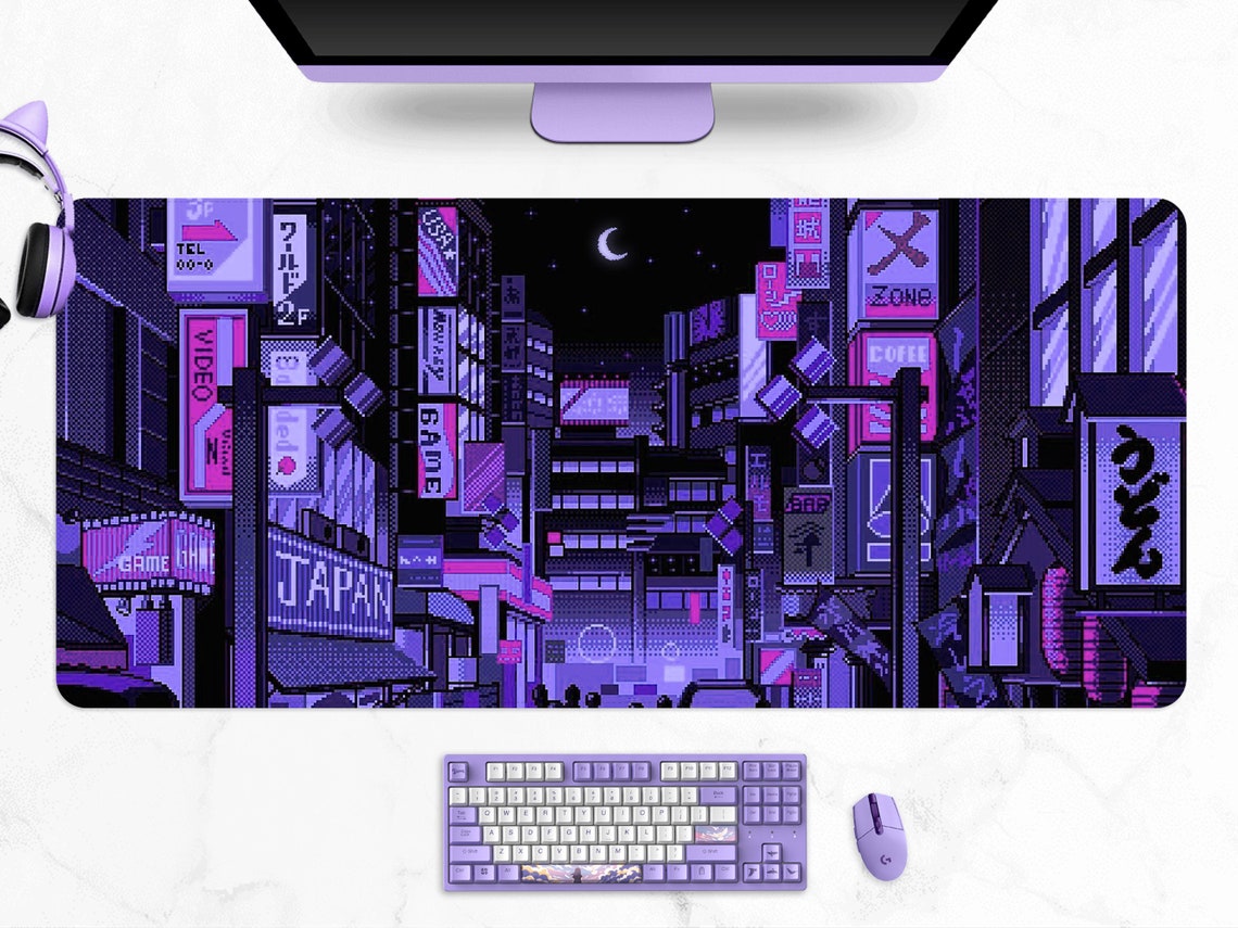 Tokyo Street Pixel Art Gaming Desk Mat Large(4 Colors)