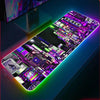 Retrowave Tokyo City RGB Gaming Mouse Pad