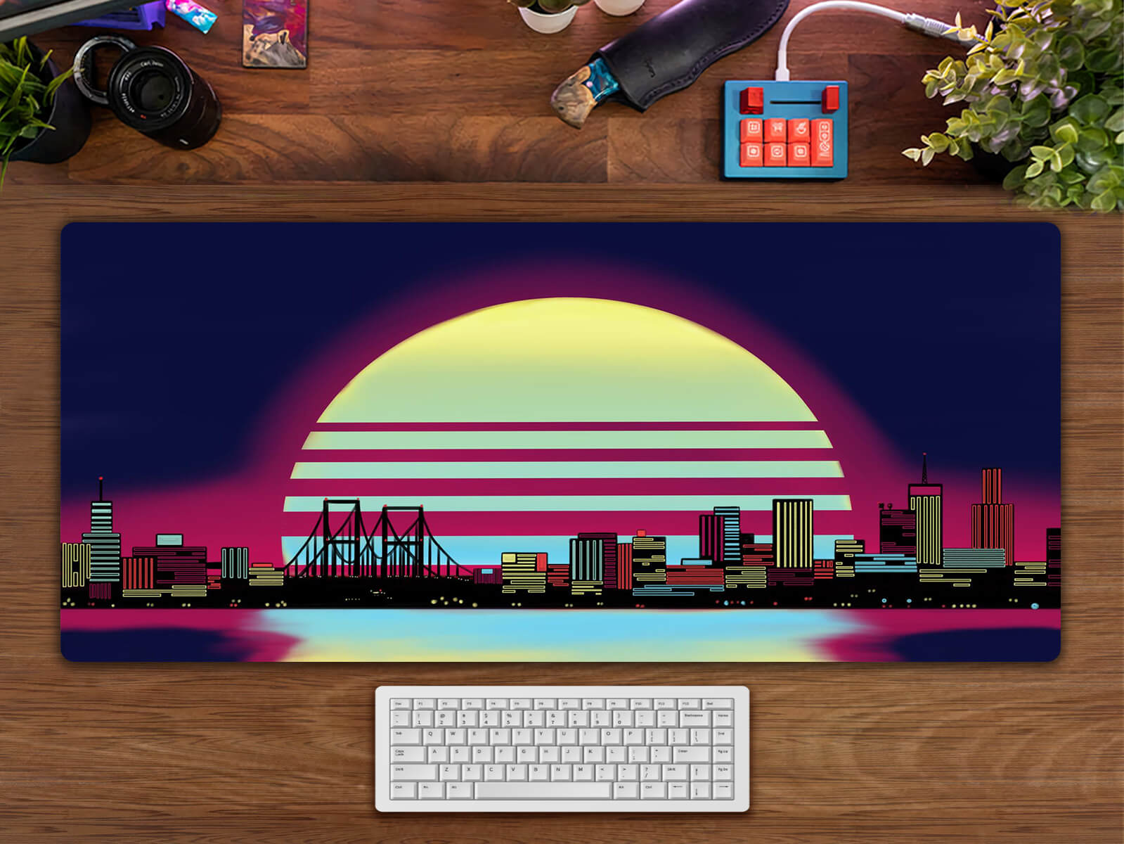 Neon Sunset City Desk Mat