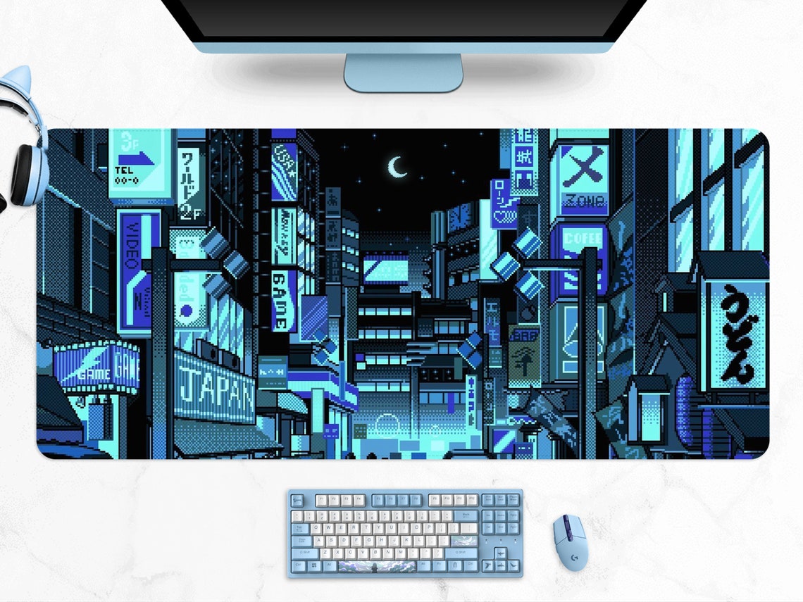 Tokyo Street Pixel Art Gaming Desk Mat Large(4 Colors)