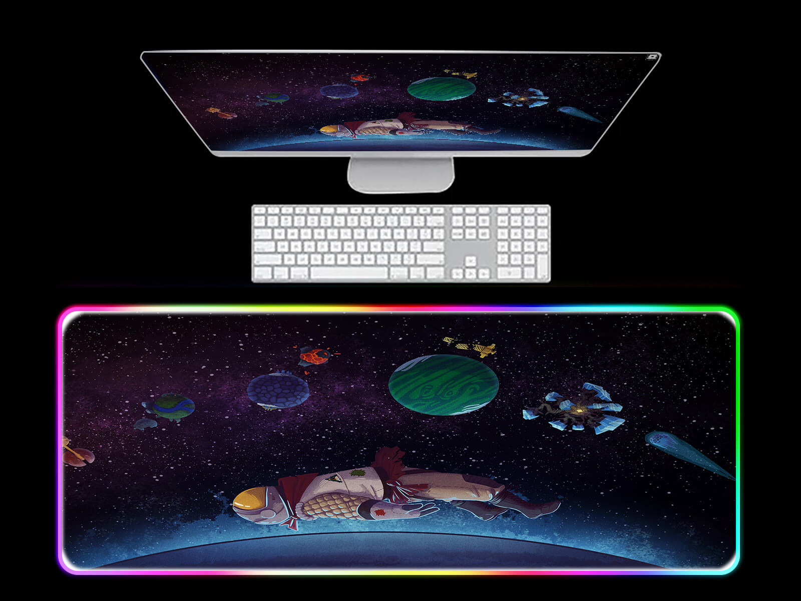 Cute Spaceman RGB Gaming Mouse Pad