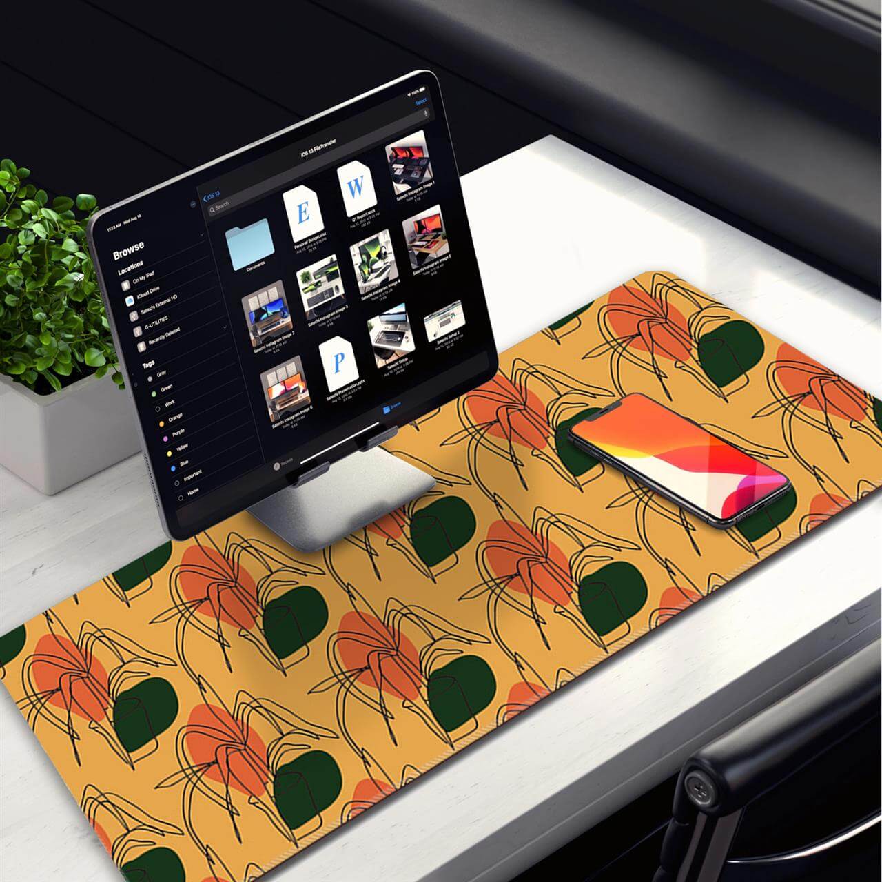Yellow Flowers Pattern Desk Mat,Office Desk Mat,Mouse Pad Mat,Desktop ...