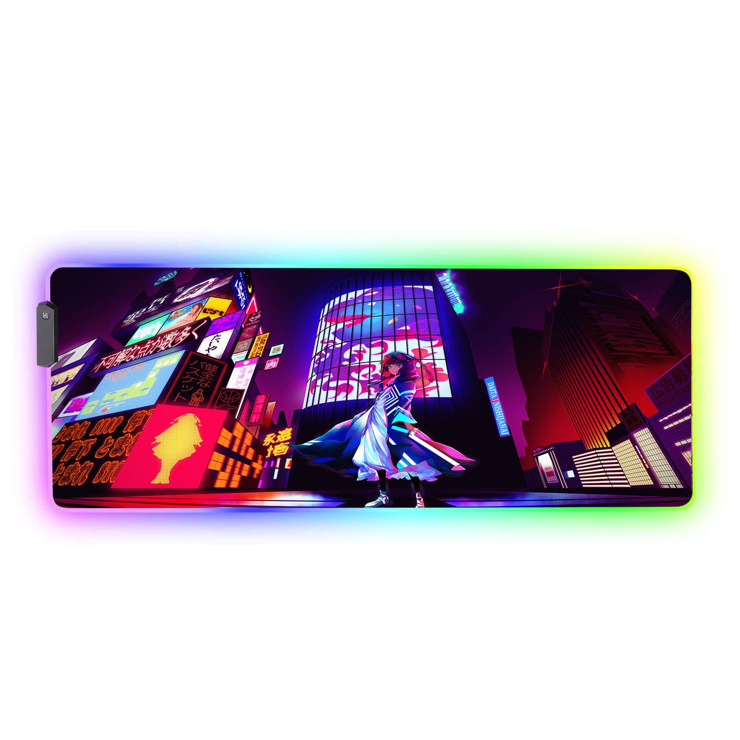Neon Tokyo City Anime  RGB Gaming Mouse Pad