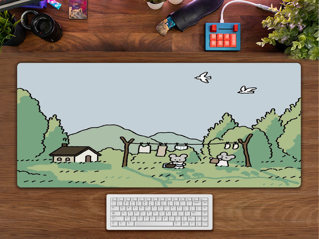 Bunny and Bear Desk Mat Desk Pad,Keyboard Mat,Laptop Mat,Kawaii ...